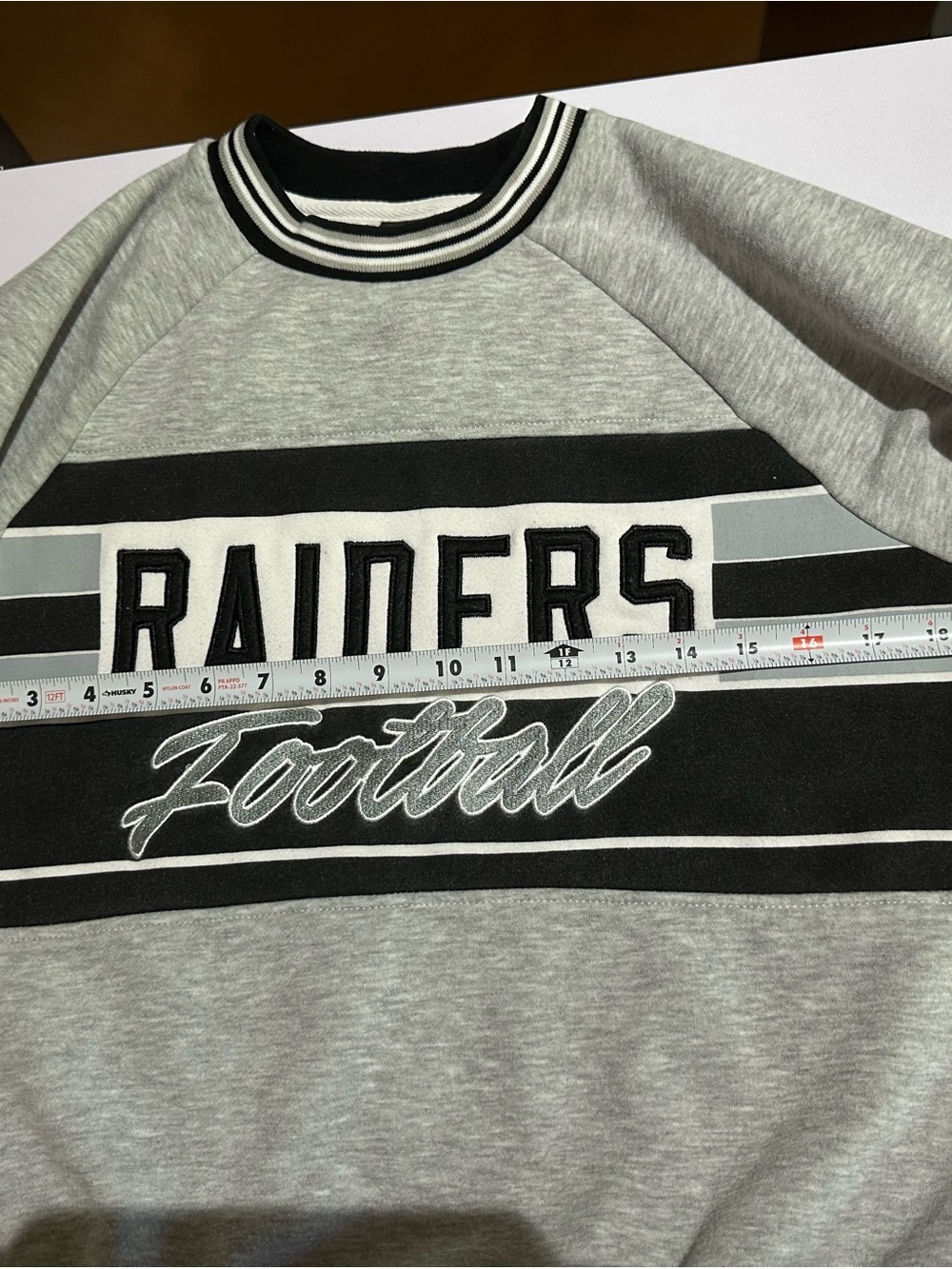 NFL Gray and Black Raiders Crewneck Sweater